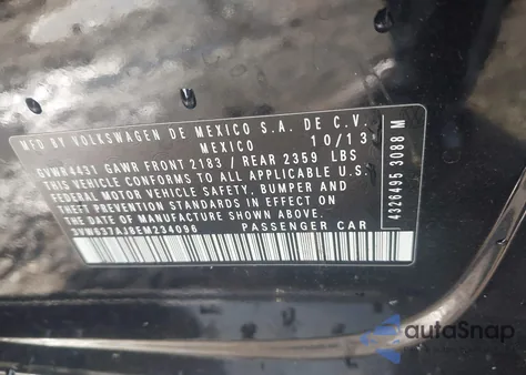 2014 Volkswagen Jetta Hybrid Se from USA, damaged, VIN 3VW637AJ8EM234096